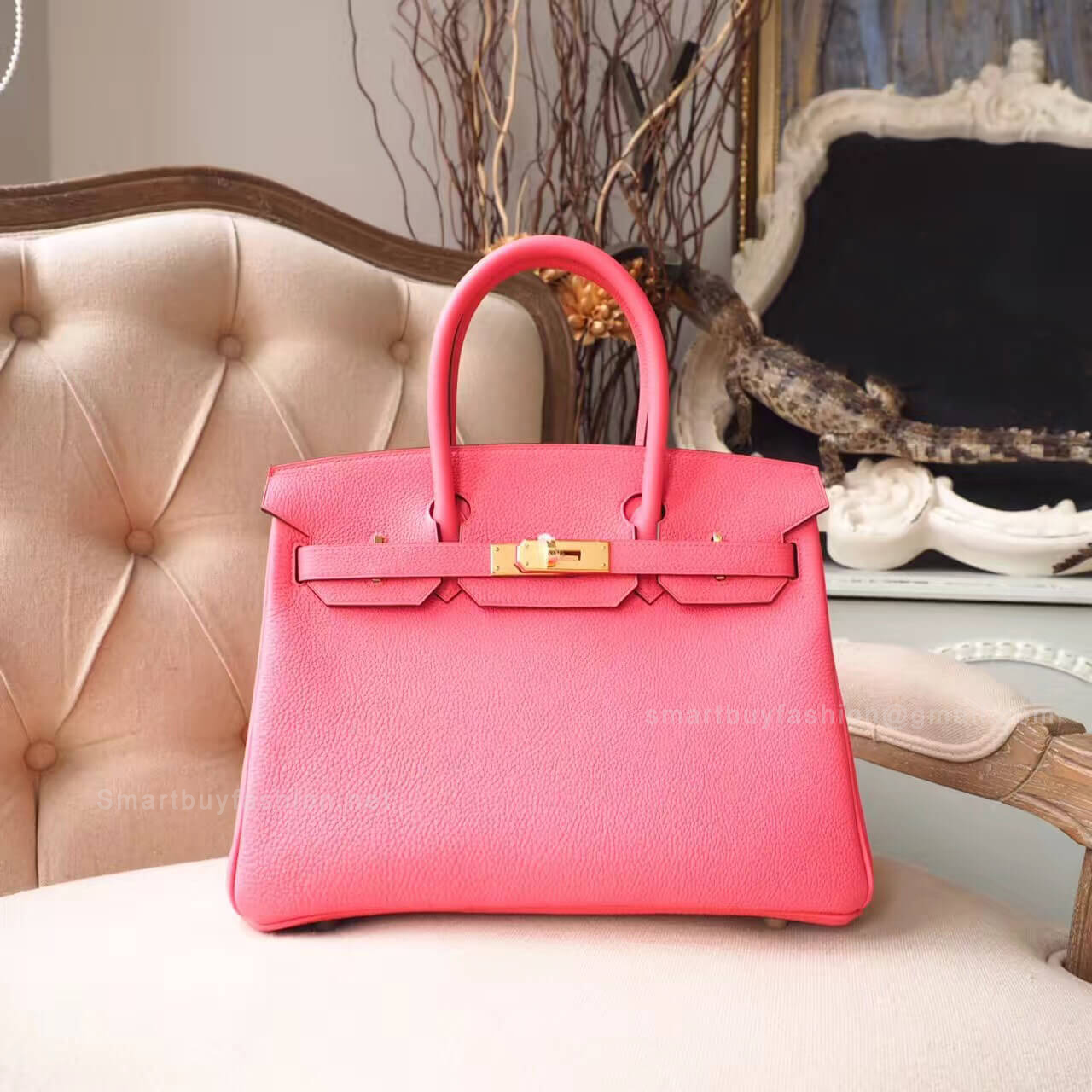 Hermes Birkin 30 Handbag in u5 Rose Lipstick Togo GHW